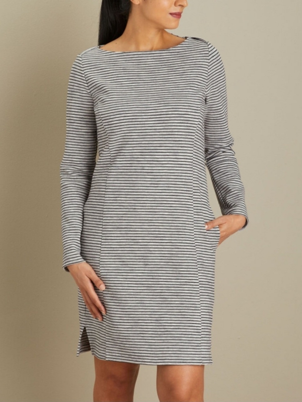 NWT Duluth Trading Womens Ponte Pro Long Sleeve Dress Gray Sz XS